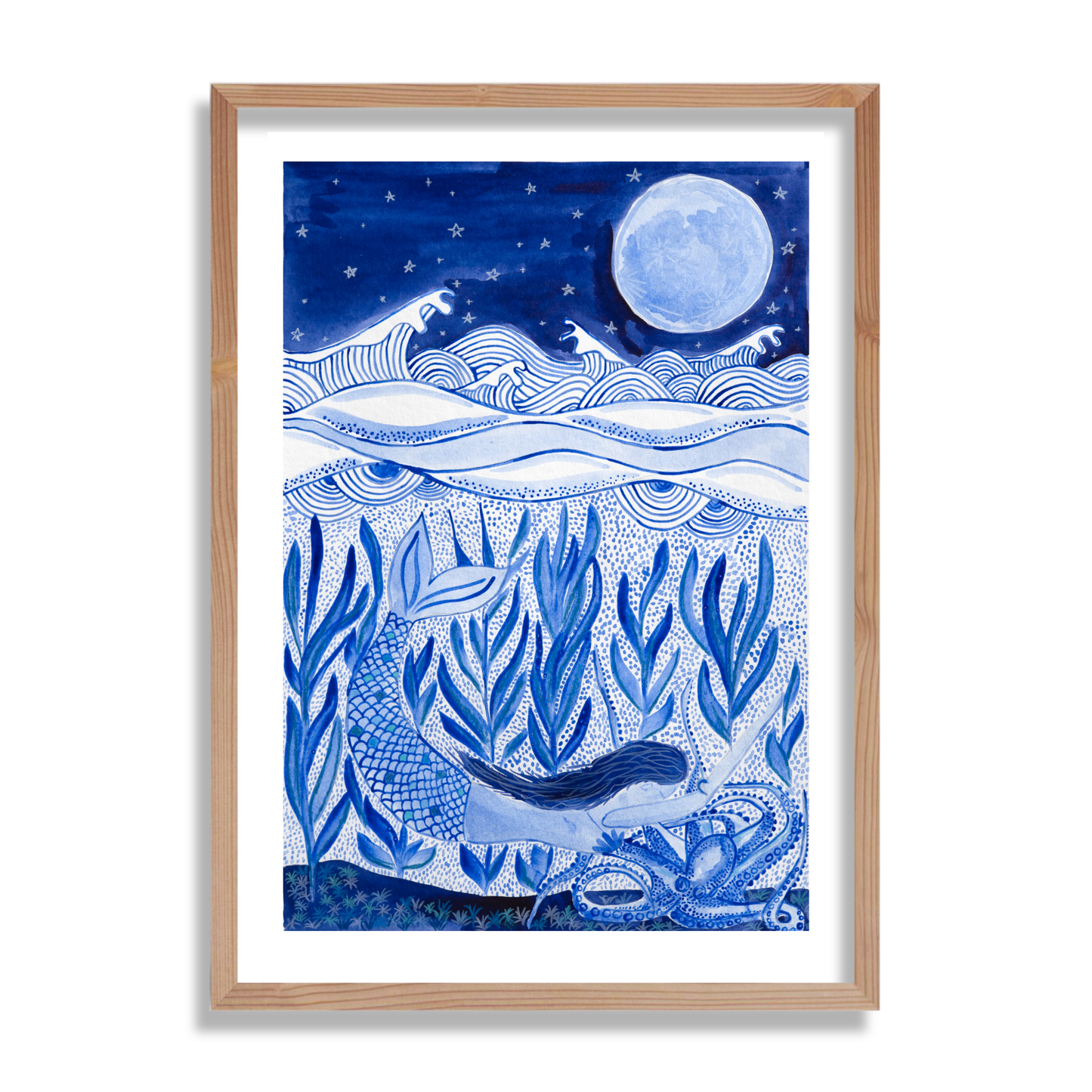 A Night Swim in the Kelp Forest - Print