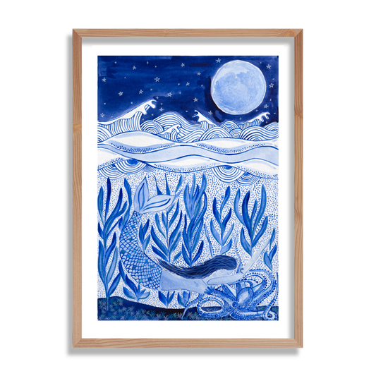 A Night Swim in the Kelp Forest - Print