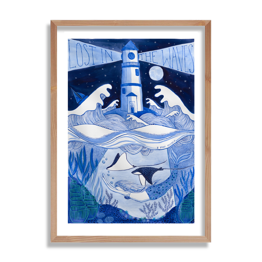 Lost in the Waves I Find Myself, Night Swim - Print